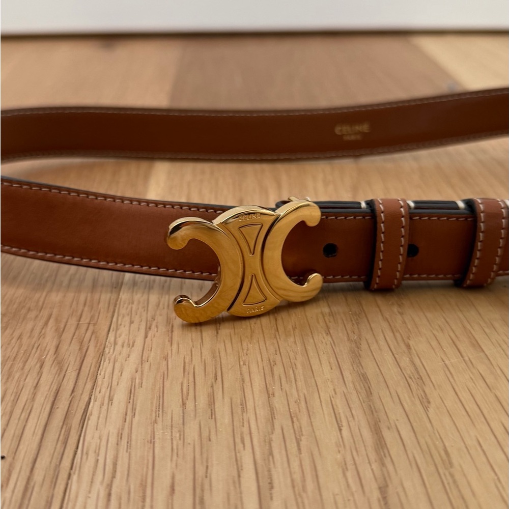 Celine Tan Leather Belt Bag with Gold Accent